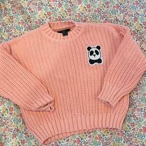 Mini Rodini Coral Sweater with Panda Patch